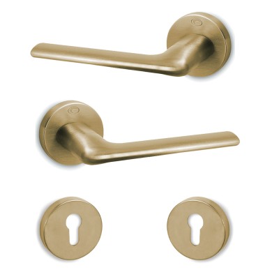 Πόμολα πόρτας (2τεμάχια Ζεύγος) Convex χειρολαβή με ροζέτα 1485-S02 Ματ Όρο