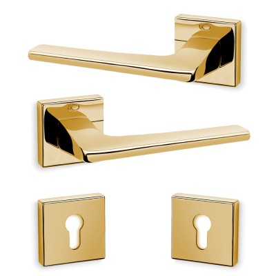 Πόμολα πόρτας (2τεμάχια Ζεύγος) Convex χειρολαβή με ροζέτα 1495-S20 σε Επίχρυσο