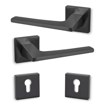 Πόμολα πόρτας (2τεμάχια Ζεύγος) Convex χειρολαβή με ροζέτα 1495-S85 σε Ματ Γραφίτη