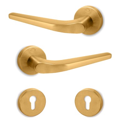 Πόμολα πόρτας (2τεμάχια Ζεύγος) Convex χειρολαβή με ροζέτα 1505-S02Ματ Χρυσό