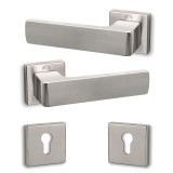 Πόμολα πόρτας (2τεμάχια Ζεύγος) Convex χειρολαβή με ροζέτα 1555-S05 σε Ματ Νίκελ