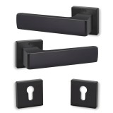 Πόμολα πόρτας (2τεμάχια Ζεύγος) Convex χειρολαβή με ροζέτα 1555-S19 σε Ματ Μαύρο