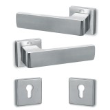 Πόμολα πόρτας (2τεμάχια Ζεύγος) Convex χειρολαβή με ροζέτα 1555-S24 σε Ματ Χρώμιο