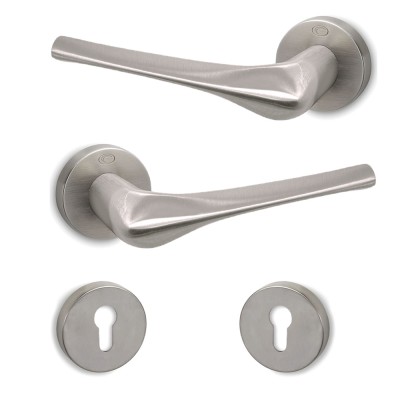 Πόμολα πόρτας (2τεμάχια Ζεύγος) Convex χειρολαβή με ροζέτα 1615-S05 Ματ Νίκελ