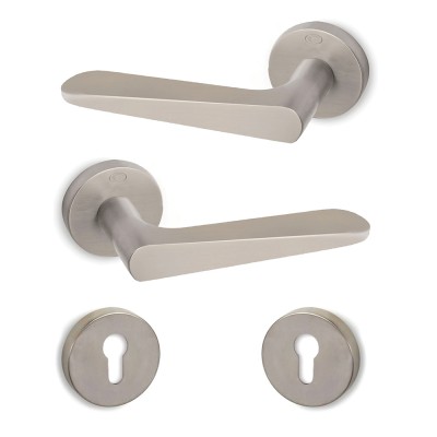 Πόμολα πόρτας (2τεμάχια Ζεύγος) Convex χειρολαβή με ροζέτα 1725-S05 Ματ νικελ