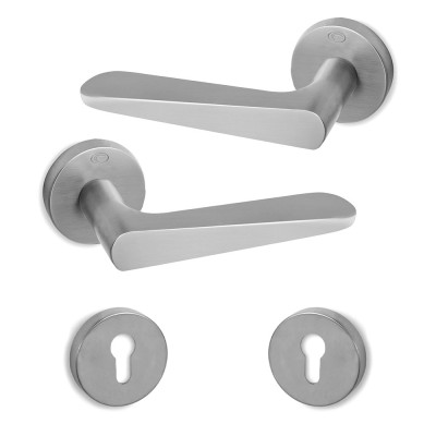 Πόμολα πόρτας (2τεμάχια Ζεύγος) Convex χειρολαβή με ροζέτα 1725-S24 Ματ χρώμιο