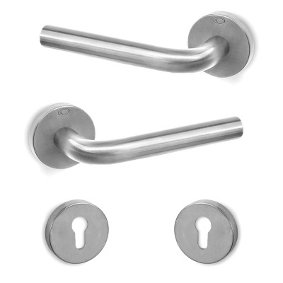 Πόμολα πόρτας (2τεμάχια Ζεύγος) Convex χειρολαβή με ροζέτα 1755-S24 Ματ χρώμιο