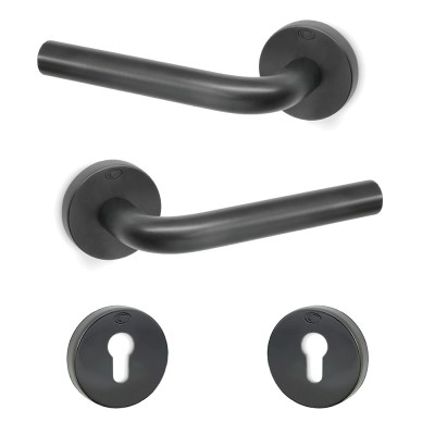 Πόμολα πόρτας (2τεμάχια Ζεύγος) Convex χειρολαβή με ροζέτα 1755-S85 Ματ Γραφίτη