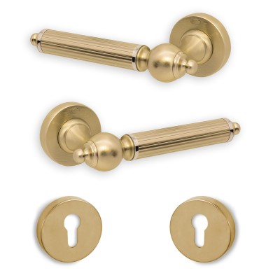 Πόμολα Πόρτας (2τεμάχια Ζεύγος) Convex Χειρολαβή με Ροζέτα 1925-S26S16 Ματ Όρο Όρο