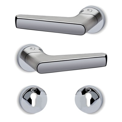 Πόμολα πόρτας (2τεμάχια Ζεύγος) Convex χειρολαβή με ροζέτα 2015-S04S05 Χρώμιο - Ματ Νίκελ