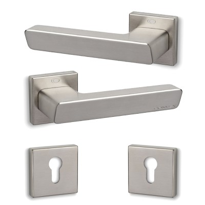 Πόμολα πόρτας (2τεμάχια Ζεύγος) Convex χειρολαβή με ροζέτα 2145-S05 Ματ Νίκελ