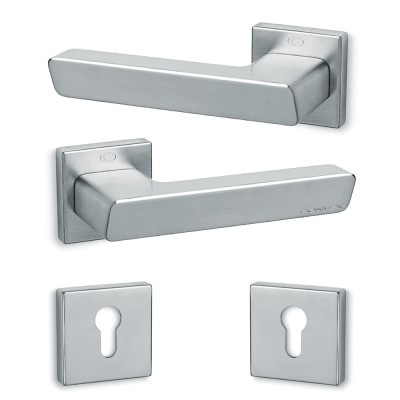 Πόμολα πόρτας (2τεμάχια Ζεύγος) Convex χειρολαβή με ροζέτα 2145-S24 Ματ Χρώμιο