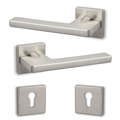 Πόμολα πόρτας (2τεμάχια Ζεύγος) Convex χειρολαβή με ροζέτα 2165-S05 Ματ Νίκελ