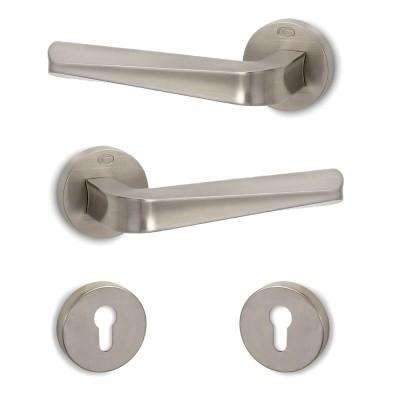 Πόμολα πόρτας (2τεμάχια Ζεύγος) Convex χειρολαβή με ροζέτα 2205-S05 Νίκελ Ματ