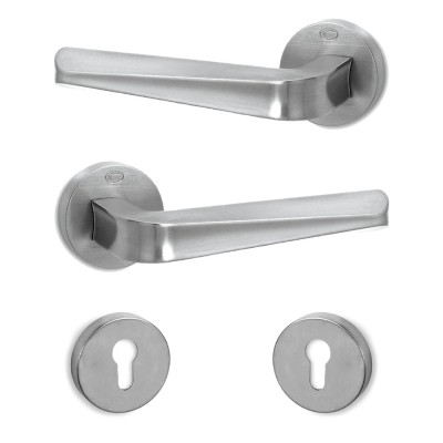 Πόμολα πόρτας (2τεμάχια Ζεύγος) Convex χειρολαβή με ροζέτα 2205-S24 Χρώμιο Ματ