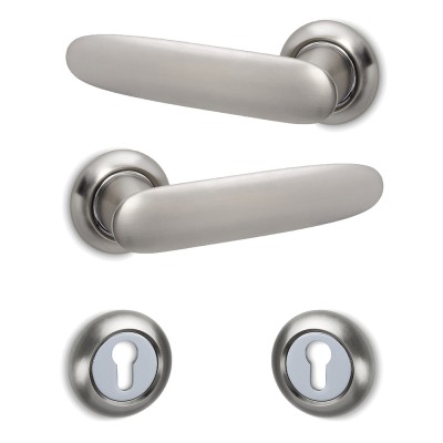 Πόμολα πόρτας (2τεμάχια Ζεύγος) Convex χειρολαβή με ροζέτα 2225-S05 σε Ματ Νίκελ