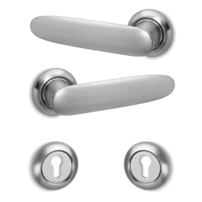 Πόμολα πόρτας (2τεμάχια Ζεύγος) Convex χειρολαβή με ροζέτα 2225-S24 Ματ Χρώμιο