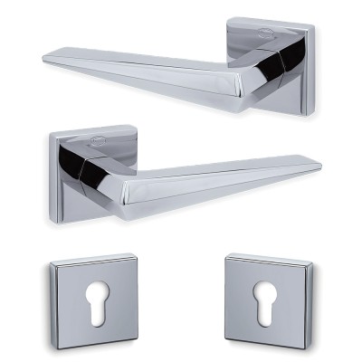 Πόμολα Πόρτας (2τεμάχια Ζεύγος) Convex Χειρολαβή με Ροζέτα 2425-S04 Χρώμιο