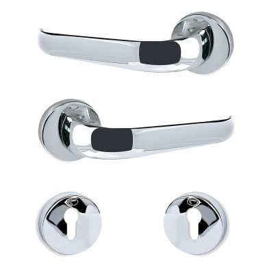 Πόμολα Πόρτας (2τεμάχια Ζεύγος) Convex Χειρολαβή με Ροζέτα 2435-S04 Χρώμιο