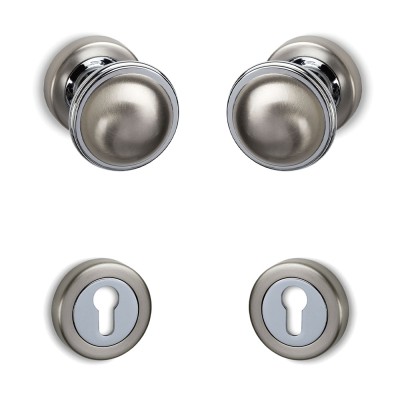 Πόμολα πόρτας Convex χειρολαβή με ροζέτα 275 σε Ματ Νίκελ-Χρώμιο