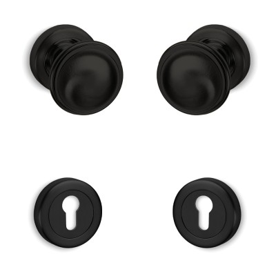 Πόμολα πόρτας Convex χειρολαβή με ροζέτα 275 σε Ματ Μαύρο