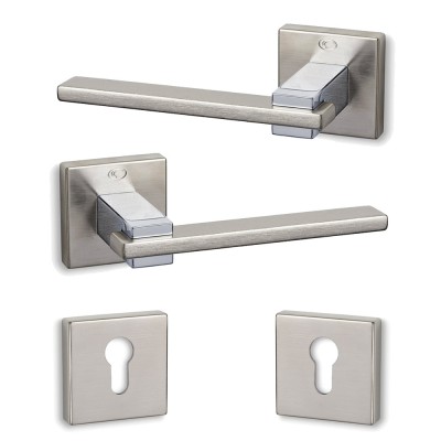 Πόμολα πόρτας (2τεμάχια Ζεύγος) Convex χειρολαβή με ροζέτα 745-S05S04 σε Ματ Νίκελ-Χρώμιο