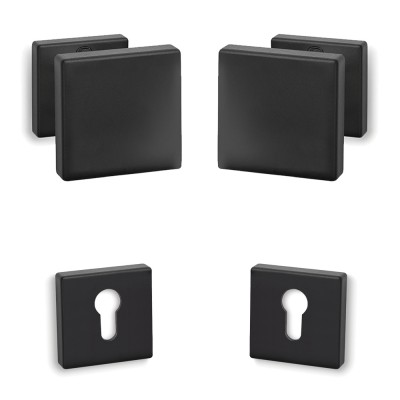 Πόμολα πόρτας (2τεμάχια Ζεύγος) Convex χειρολαβή με ροζέτα 785-62-S19 σε Ματ Μαύρο