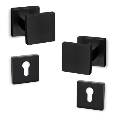 Πόμολα πόρτας Convex χειρολαβή με ροζέτα 785-S19 σε Ματ Μαύρο