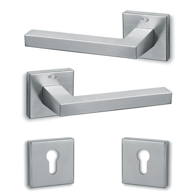 Πόμολα πόρτας (2τεμάχια Ζεύγος) Convex χειρολαβή με ροζέτα 865-S24 σε Ματ Χρώμιο