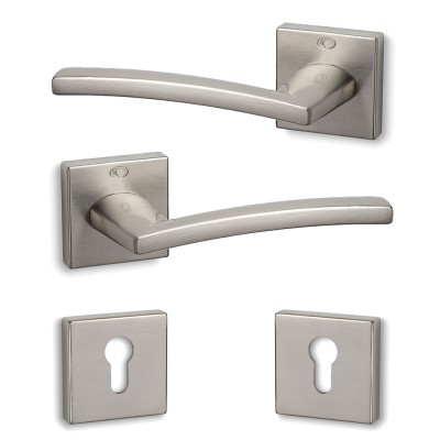 Πόμολα πόρτας (2τεμάχια Ζεύγος) Convex χειρολαβή με ροζέτα 925-S05 σε Ματ Νίκελ