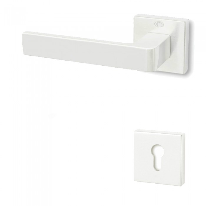 Πόμολο πόρτας (1τεμάχιο Μονό) Convex χειρολαβή με ροζέτα Κυλίνδρου 1605-S06 Ματ Άσπρο