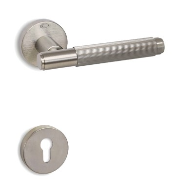 Πόμολο πόρτας (1τεμάχιο Μονό) Convex χειρολαβή με ροζέτα Κυλίνδρου 1745Β-S05 Ματ νικελ