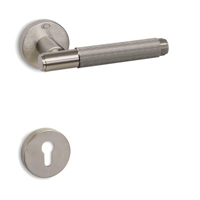 Πόμολο πόρτας (1τεμάχιο Μονό) Convex χειρολαβή με ροζέτα Κυλίνδρου 1745c-S05 Ματ νικελ