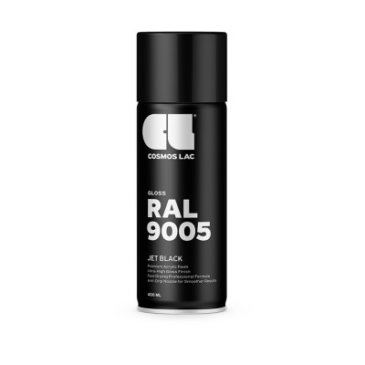 Σπρέι COSMOS LAC ΜΑΥΡΟ ΓΥΑΛΙΣΤΕΡΟ RAL9005-No303 PREMIUM ACRYLIC PAINT 400ML