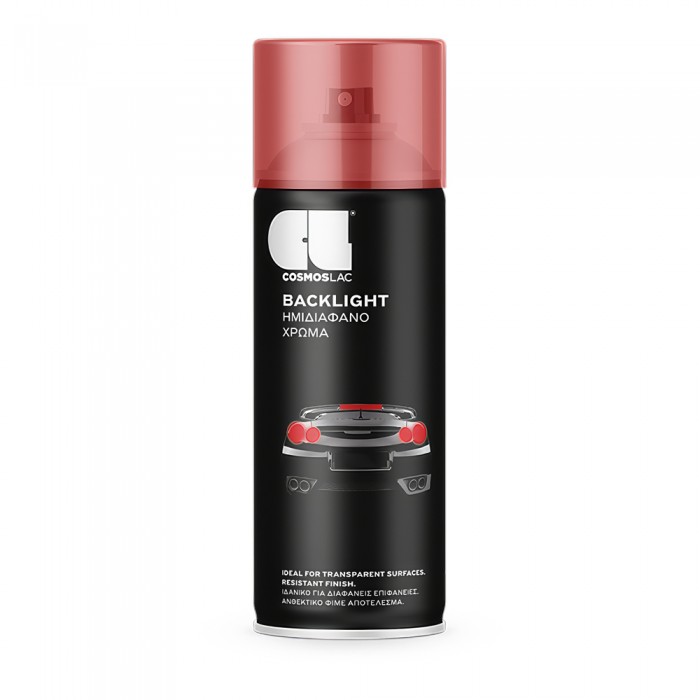 Σπρέι Χρώμα Ημιδιάφανο Φαναριών 400ml COSMOS LAC Backlight 712 - Red
