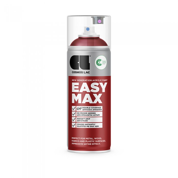 Σπρέι Ακρυλικό Χρώμα Cosmos Lac Easy Max Ral 3002 - 811 Dark Red Satin 400ml