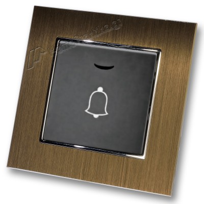 Μπουτόν Κωδώνου Με Λυχνία Led 10-36v Μαύρο με Πλαίσιο Χρυσό Μεταλλικό HSERIES LINEME 50-00108-2_50-00121-6