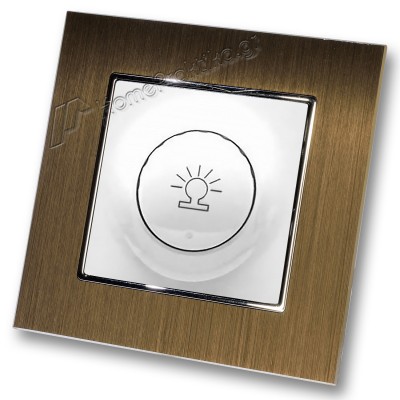 Ρεοστάτης Απλός (dimmer) 500W Λευκός με Πλαίσιο Χρυσό Μεταλλικό HSERIES LINEME 50-00110-1_50-00121-6