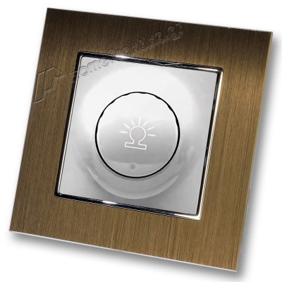Ρεοστάτης Απλός (dimmer) 500W Ασημί Ματ με Πλαίσιο Χρυσό Μεταλλικό HSERIES LINEME 50-00110-5_50-00121-6
