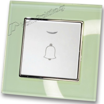 Μπουτόν Κωδώνου Με Λυχνία Led 10-36v Λευκό με Πλαίσιο Βεραμάν Γυαλί HSERIES LINEME 50-00108-1_50-00121-24