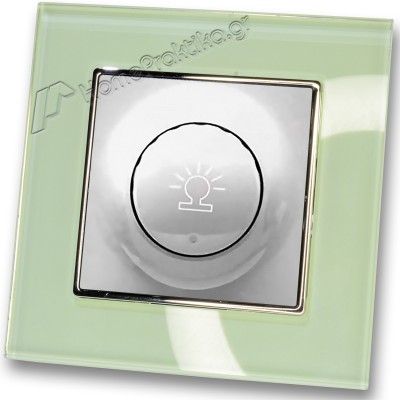 Ρεοστάτης Απλός (dimmer) 500W Ασημί Ματ με Πλαίσιο Βεραμάν Γυαλί HSERIES LINEME 50-00110-5_50-00121-24