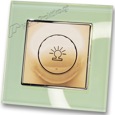 Ρεοστάτης Απλός (dimmer) 500W Χρυσό Ματ με Πλαίσιο Βεραμάν Γυαλί HSERIES LINEME 50-00110-9_50-00121-24