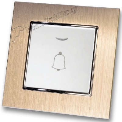 Μπουτόν Κωδώνου Με Λυχνία Led 10-36v Λευκό με Πλαίσιο Σαμπανιζέ Μεταλλικό HSERIES LINEME 50-00108-1_50-00121-25