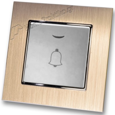 Μπουτόν Κωδώνου Με Λυχνία Led 10-36v Ασημί Ματ με Πλαίσιο Σαμπανιζέ Μεταλλικό HSERIES LINEME 50-00108-5_50-00121-25