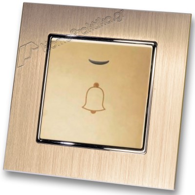 Μπουτόν Κωδώνου Με Λυχνία Led 10-36v Χρυσό Ματ με Πλαίσιο Σαμπανιζέ Μεταλλικό HSERIES LINEME 50-00108-9_50-00121-25