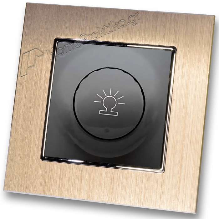 Ρεοστάτης Απλός (dimmer) 500W Μαύρος με Πλαίσιο Σαμπανιζέ Μεταλλικό HSERIES LINEME 50-00110-2_50-00121-25