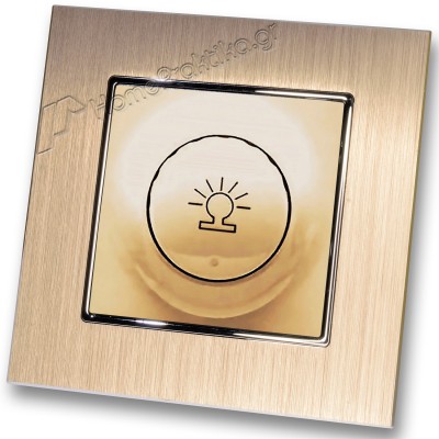 Ρεοστάτης Απλός (dimmer) 500W Χρυσό Ματ με Πλαίσιο Σαμπανιζέ Μεταλλικό HSERIES LINEME 50-00110-9_50-00121-25