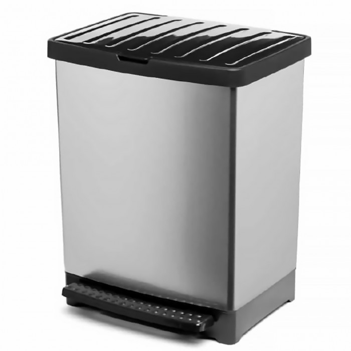 Πλαστικός Κάδος Ανακύκλωσης Trend 06698.001 - 22338 25L Με Πεντάλ Grey-Black