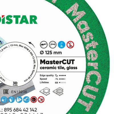Διαμαντόδισκος Πορσελάνης 125x1.0x15x22.23mm Distar Mastercut 89568442142