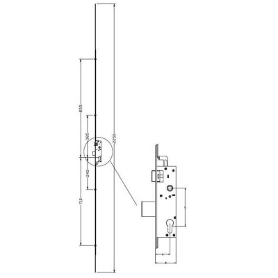 Γραναζωτή Κλειδαριά 5 Σημείων με Ρυθμιζόμενη Γλώσσα για Προφιλ Camera Europea χωρίς Αντικρίσματα (για αντικατάσταση) 35mm/85mm Domus TOPGEAR 94635